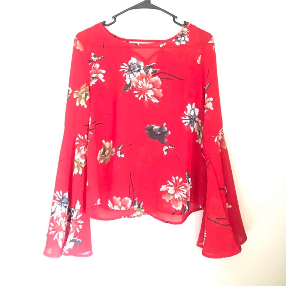 Red Floral Blouse
